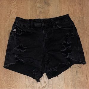 Black ripped Jean shorts